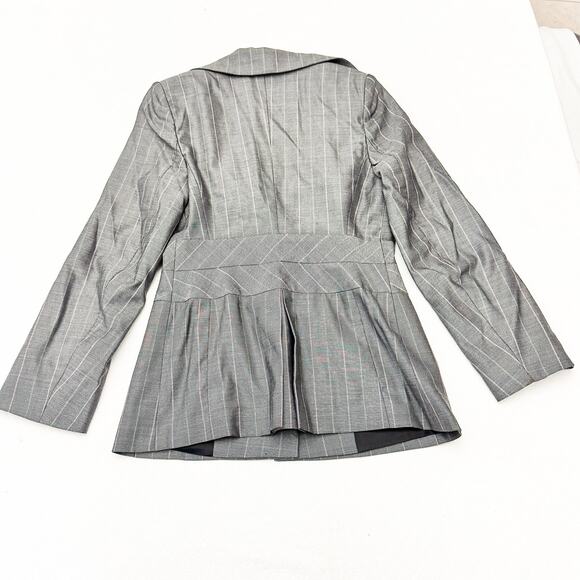 Escada Gray Colorful Pinstriped 2-Button Blazer Jacket Size Medium (estimated) - Picture 2 of 5